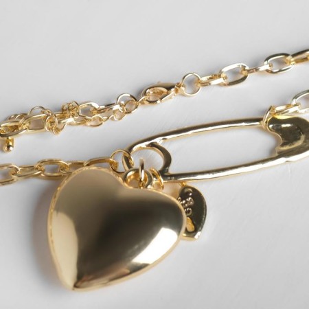 Piece "chain" heart on a pin, color gold, 50 cm-1