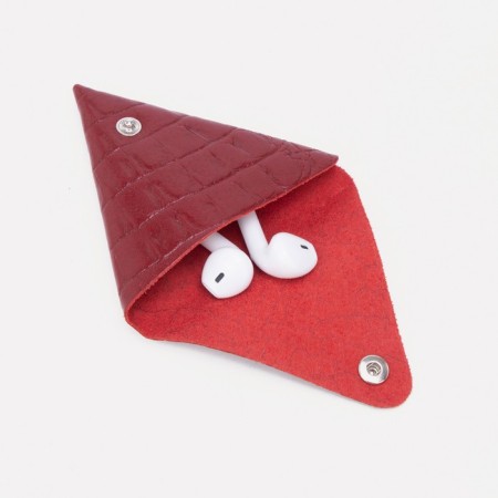 Case for coins/headphones on the button, dark red color-3
