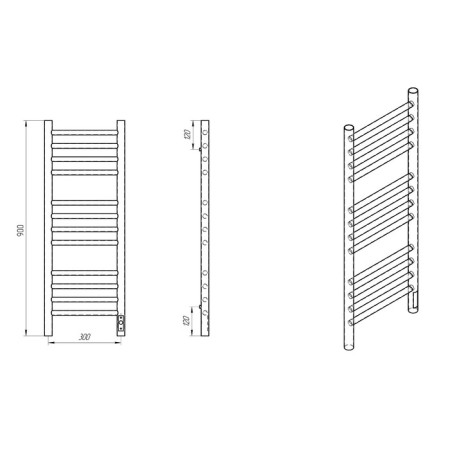 Room electrician Laris lavender Chc, 300x900 mm, 12 crossbars, right, white-8