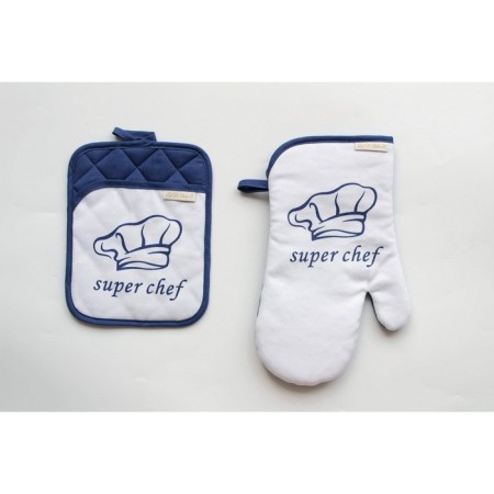 Kitchen CHEF: take, mittens, towel 38x63 cm, blue color