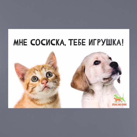 Коврик под миску "Пижон" 43 х 28 см"Мне сосиска, тебе игрушка!"-2