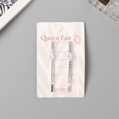 Invisibility for hair "Beat" (set 2 pcs) petal, 6 cm, silver-2