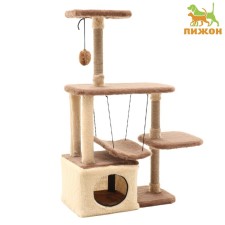 Complex for cats with a claw, collapsible, with a hammock, 33 x 76 x 105 cm, beige