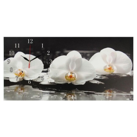 Carty watch is wall-mounted, on canvas, interior, silent "white orchids", 40 x 76 cm