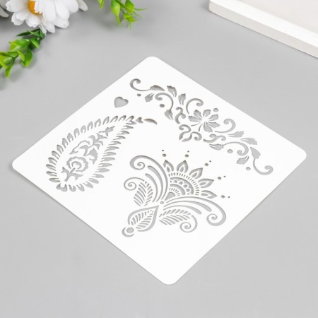 Plastic stencil "Mehendi" 15x15 cm-1