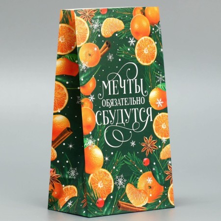 A package without handles “Dreams will surely come true”, tangerines, 10 x 19.5 x 7 cm, New Year-1