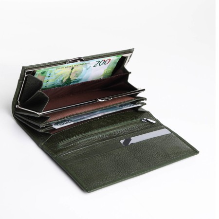 Women's wallet on magnet, green color-3