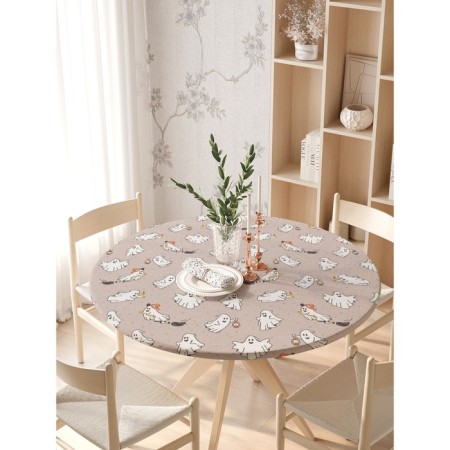 Ghosts tablecloth “Supply Suetologists”, round, oxford, elastic band, size 140x140 cm, diameter 105-120 cm-2