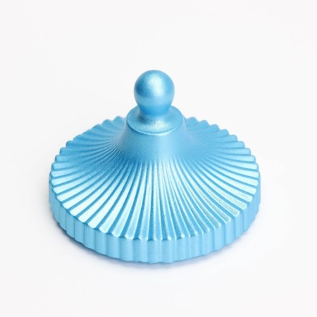 Candle "Dome" in a candlestick with narrow faces of gypsum with a lid, 7.5x9 cm, blue-5