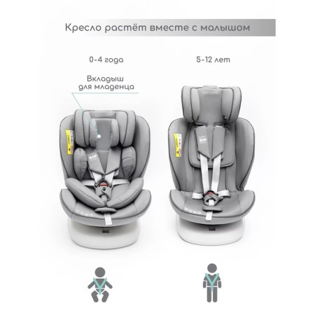 AMAROBABY Champion, ISOFIX fastening, class D, group 0+/1/2/3 (0-36 kg), gray gray-1