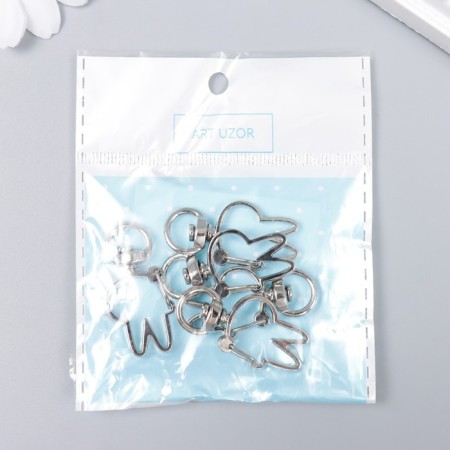 Carabiner Metal with a ring "Bunny head" silver 3.6x1.8 cm-3