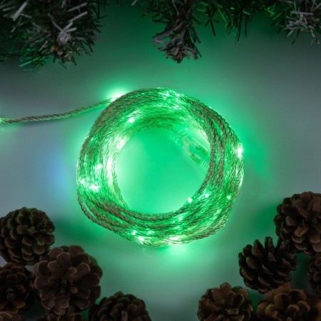 Garland "thread" 10 m dew, IP44, copper thread, 100 led, green glow, flicker, 220 V