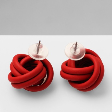 Earrings Metal "Atmosphere" is twisted, the color is red-1