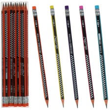 Pencil of the Black -Grades, the hardness of HB, with an eraser, the body is triangular, sharpened, mix