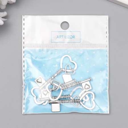 Metal decor "Key with a heart" 4.6x2 cm-3