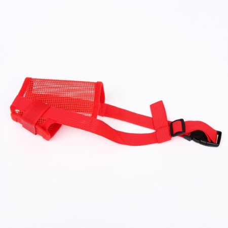 Muzzle mesh with double fixation, size L (length on the nose 6 cm, muzzle 25 cm), red-2