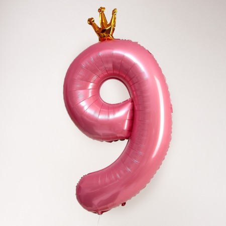 Foil ball 40 "Figure 9 with the crown", the color is pink-1
