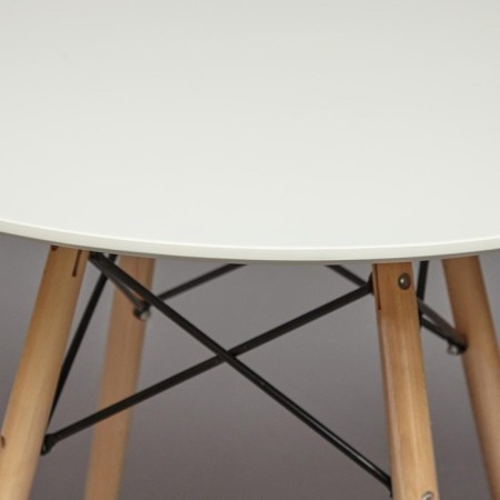 Cindy Next table (Mod, 70-80 MDF) Metal/MDF/Beech, White/Natural D70x75cm-2