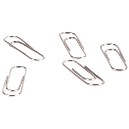 Nickelled 32 mm paper clips, 100 pieces, cardboard packaging-1