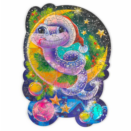 Puzzles Figure Wooden “Magic Snake” with holography, 137 elements, symbol of the year 2025-2