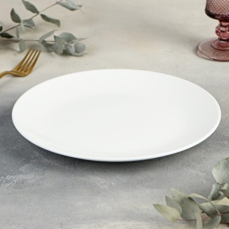 Porcelain plate lunch with a thickened edge Wilmax Olivia Pro, D = 25.5 cm, white color-1
