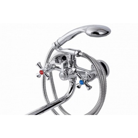 FAUZT FZS-435-07 bathtub mixer, two-wound, long spout, shower set, chrome-1