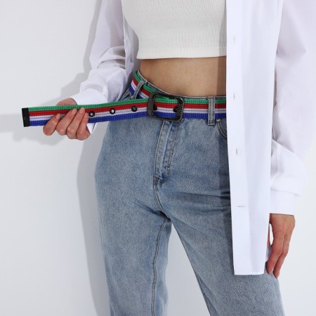 Women's belt, width 4.2 cm, metal buckle, colorful color-1