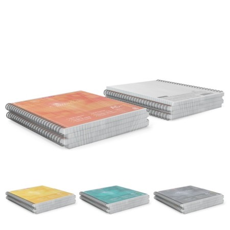 A notebook of 80 sheets cage on a spiral Erichkrause Spiralblock, cover coated cardboard, tough substrate, offset block, perforation, white 100%, mix-6