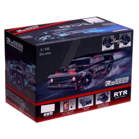 Drift radio controlled machine, drift, battery, light and smoke effects, interchangeable wheels, red color-18