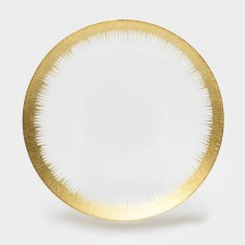 Black dining “burlesk” glass plate, d = 27 cm, gold color