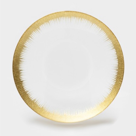 Black dining “burlesk” glass plate, d = 27 cm, gold color