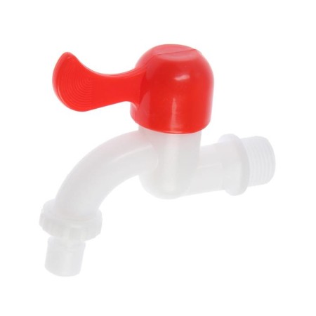 Water tap with Zein Z2198 fitting, with a flat red handle, pp, crane bugs, white-1