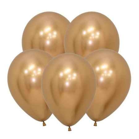 Latex ball 12 “Mirror balls”, gold reflex, set of 50 pcs.