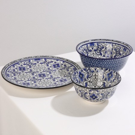 Plate Ceramic Dailayna "Dyra", D = 22 cm, blue color-5