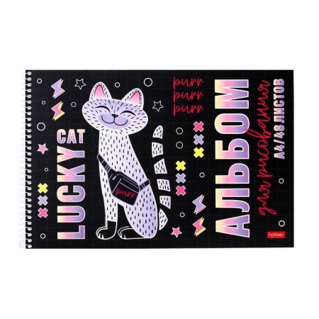 Album for drawing A4, 48 sheets on the crest "Romance", covered cartoon, matte lamination, 3D varnish, block 100 g/m2, mix-6