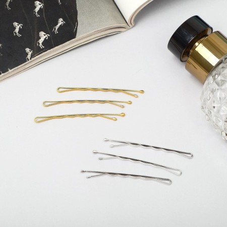 Invisibility for hair "Classic mother of pearl" (set 20 pcs) 5 cm, gold silver-1