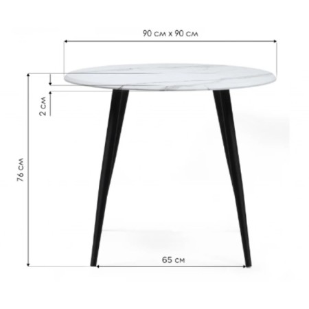Wooden abylin table metal, white marble/black 90x90x76 cm-5