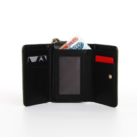 Women's wallet on the button, green color-5
