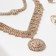 Set 4 objects: earrings, necklaces, bracelet, ring "grace" circles, white color in gold