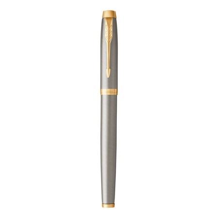 PEL ROLLER PARKER IM Core Brushed Metal GT T321, silver brass case, matte varnish, black ink-3
