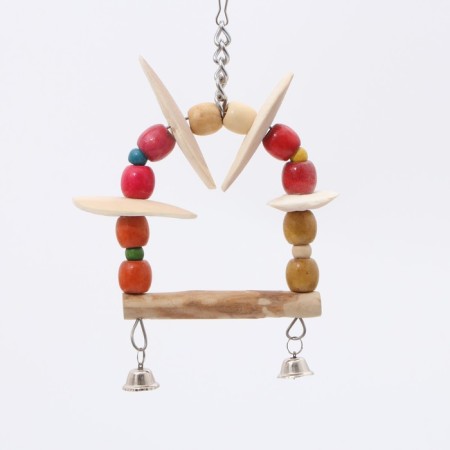 A toy for birds with a bell and mineral stone, 15 x 10 cm