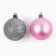 New Year's Christmas Balls, for the New Year, D = 6 cm, 10 pcs., Pink and silver color