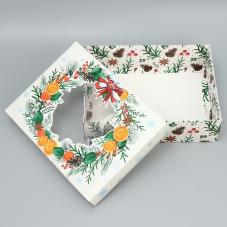 Gift Box "Happiness in the New Year", wreath, 32 x 24 x 9 cm, New Year-2