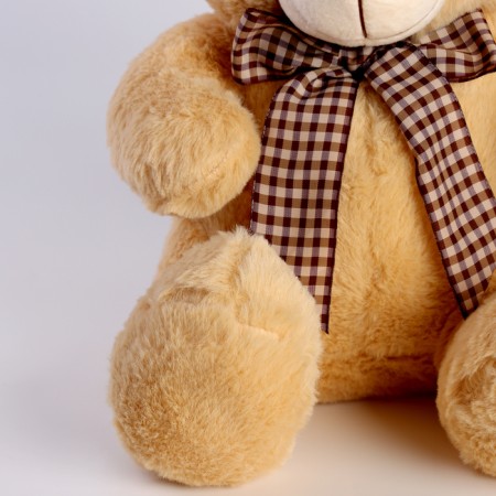 Soft toy "Bear" with a bow, 30 cm, beige color-1