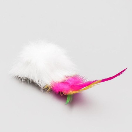 Natural fur mouse, 7.5 cm, white-1