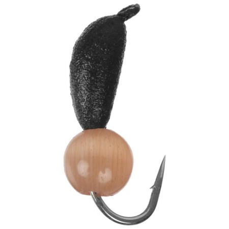 Mormyshka Beaning "Yaman" Banan Black, D = 3 mm, weight 0.5 g, "cat's eye" red (apple 5 pcs.)