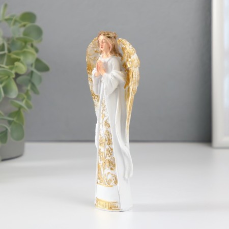 Souvenir Polystone "Girl with a golden wreath" White 2.7x6.5x14.7 cm-1