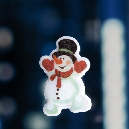 LED toy on Velcro "Snowman in the Hat" 7 × 10 cm, batteries Lr44x3, glow of multi-1