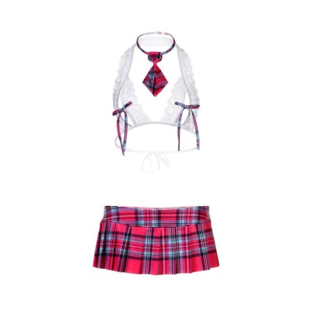 Schoolgirl's costume, pink-white color, OS size-2