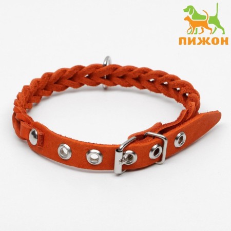 Collar leather weaved, 1.2 x 36 cm, Osh 20-30 cm, red